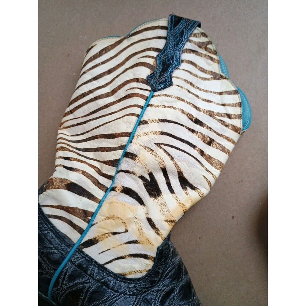 Ariat Womens Zebra Print Western Square Toe Boot Sz 8 B Cowgirl Animal Print - Picture 5 of 11